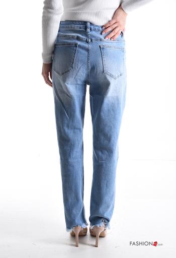 Jeans in Cotone denim con bottoni con strass con zip con tasche - ph 2