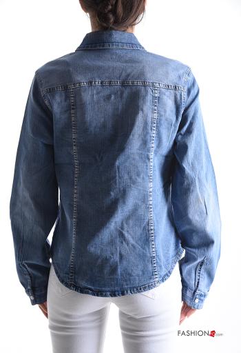 Chemise en Coton en denim à collet à boutons avec poches - ph 2