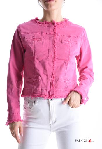 Giacca in Cotone girocollo corto denim maniche lunghe senza fodera - ph 1