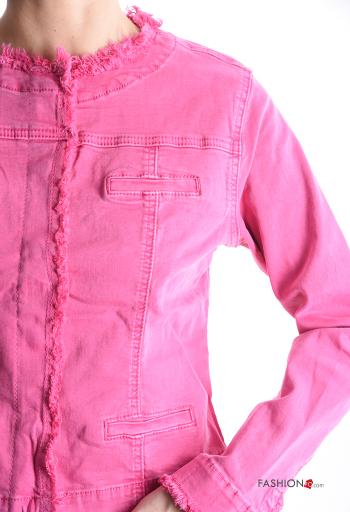 Giacca in Cotone girocollo corto denim maniche lunghe senza fodera - ph 4