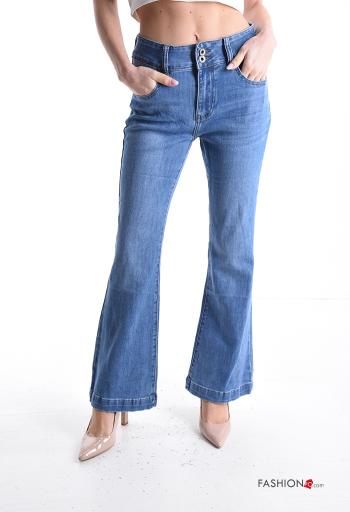 denim Cotton Jeans with buttons with zip with pockets - ph 1