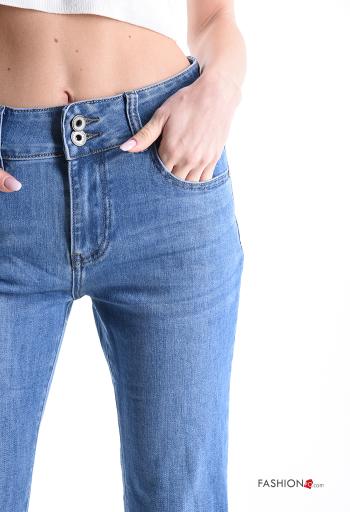 denim Cotton Jeans with buttons with zip with pockets - ph 4