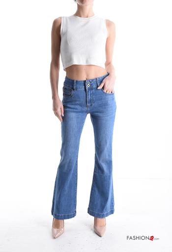 denim Cotton Jeans with buttons with zip with pockets - ph 5