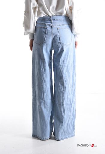 Jeans in Cotone wide leg con tasche con bottoni con zip - ph 2