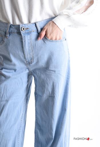 Jeans in Cotone wide leg con tasche con bottoni con zip - ph 4