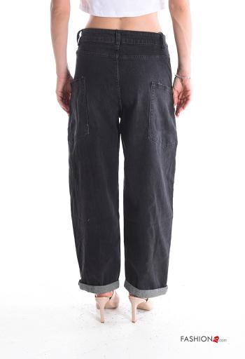 Calças de ganga em Algodão denim com bolsos com botões com fecho - ph 2