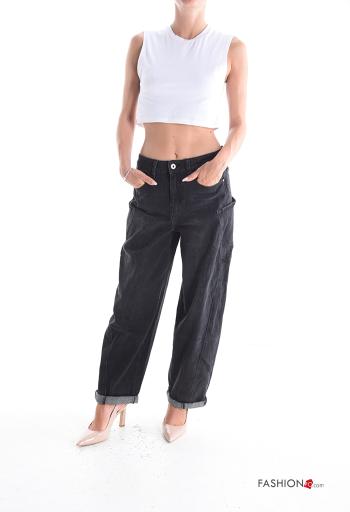 Calças de ganga em Algodão denim com bolsos com botões com fecho - ph 5