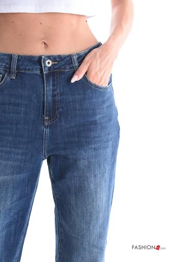 Jeans en Coton en denim à boutons avec fermeture éclair avec poches - ph 4