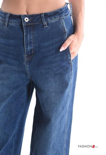 Jeans en Coton en denim à boutons avec fermeture éclair avec poches - ph 4