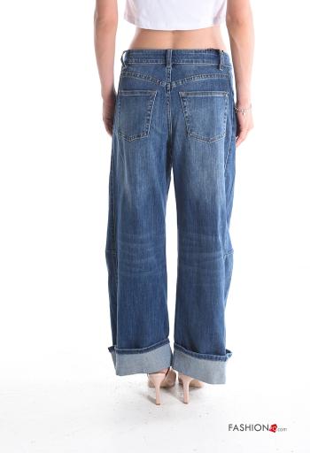 Calças de ganga em Algodão denim wide leg com bolsos com botões com fecho - ph 2