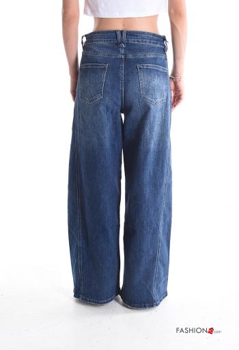 Calças de ganga em Algodão denim wide leg com bolsos com botões com fecho - ph 2