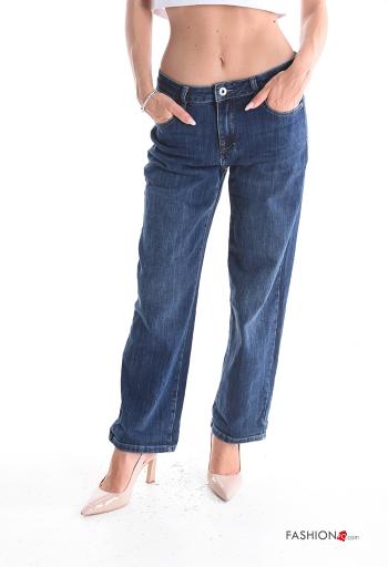 denim Cotton Jeans with buttons with zip with pockets