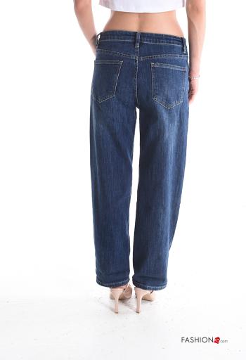 denim Cotton Jeans with buttons with zip with pockets - ph 2