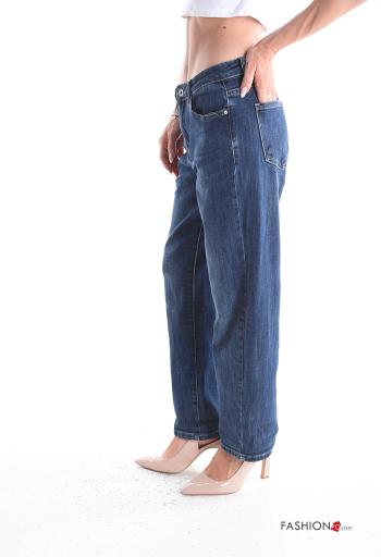 denim Cotton Jeans with buttons with zip with pockets - ph 3