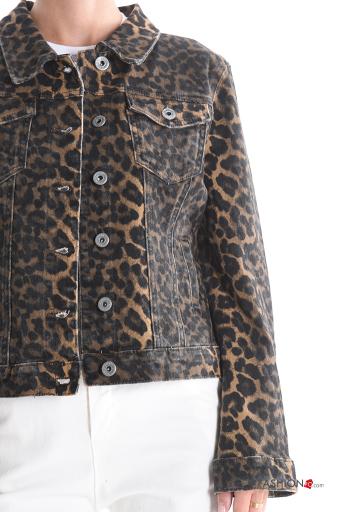 Animal print with collar Cotton Jacket with buttons with pockets - ph 4