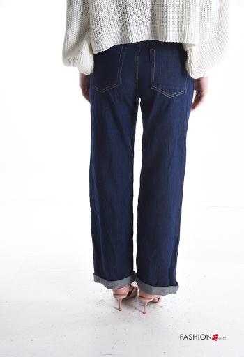 Denim Jeans aus Baumwolle mit Knöpfen mit Reißverschluss mit Taschen - ph 2