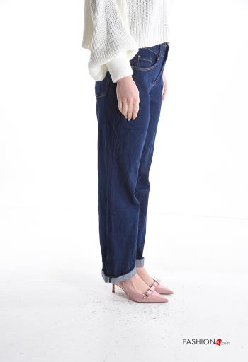 Denim Jeans aus Baumwolle mit Knöpfen mit Reißverschluss mit Taschen - ph 3