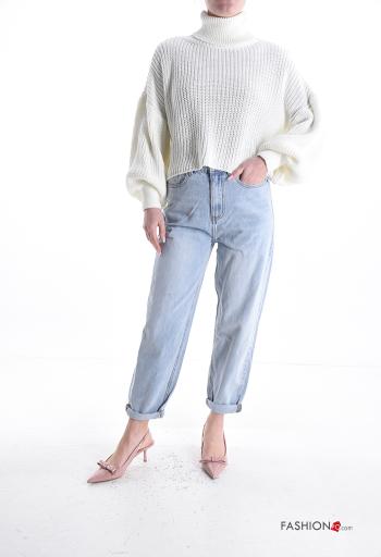 Jeans in Cotone denim con tasche con bottoni con zip - ph 5