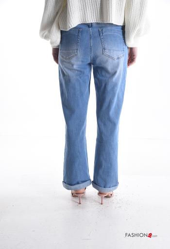 Jeans in Cotone denim con tasche con bottoni con zip - ph 2
