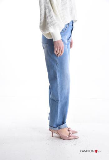 Jeans in Cotone denim con tasche con bottoni con zip - ph 3