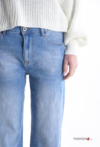 Jeans in Cotone denim con tasche con bottoni con zip - ph 4