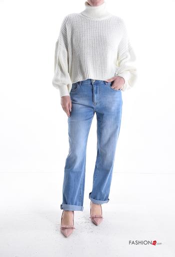Jeans in Cotone denim con tasche con bottoni con zip - ph 5