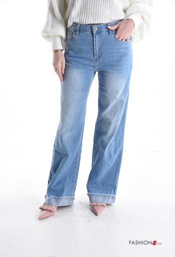 Vaqueros de Algodón con bolsillos con cremallera con botones