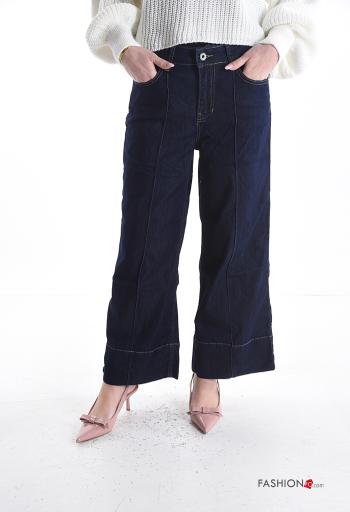 Denim Jeans aus Baumwolle mit Knöpfen mit Reißverschluss mit Taschen - ph 1