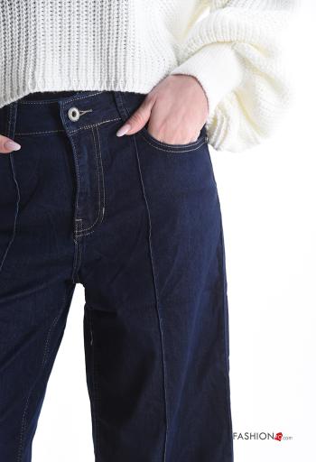 Denim Jeans aus Baumwolle mit Knöpfen mit Reißverschluss mit Taschen - ph 4