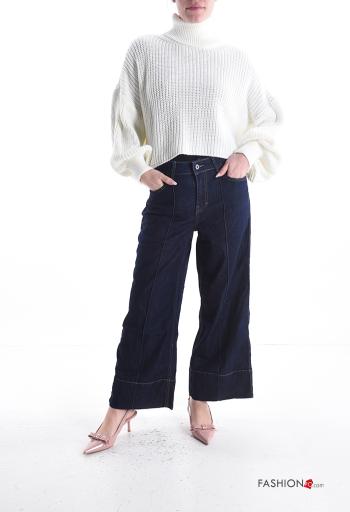 Denim Jeans aus Baumwolle mit Knöpfen mit Reißverschluss mit Taschen - ph 5