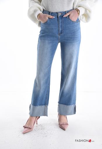 denim Cotton Jeans with buttons with zip with pockets - ph 1