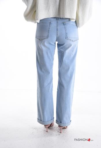 Denim Jeans aus Baumwolle mit Knöpfen mit Reißverschluss mit Taschen - ph 2