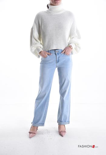 Denim Jeans aus Baumwolle mit Knöpfen mit Reißverschluss mit Taschen - ph 5