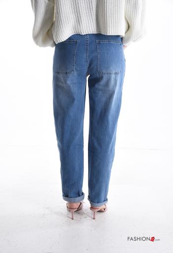 denim Cotton Jeans with pockets with drawstring - ph 2