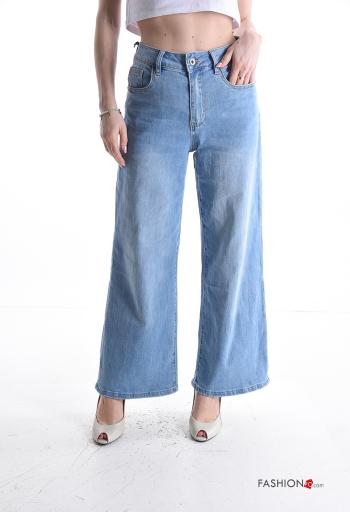 Jeans in Cotone denim con tasche con bottoni con zip - ph 1