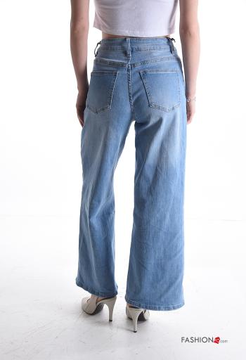 Jeans in Cotone denim con tasche con bottoni con zip - ph 2