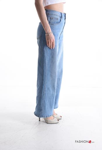 Jeans in Cotone denim con tasche con bottoni con zip - ph 3