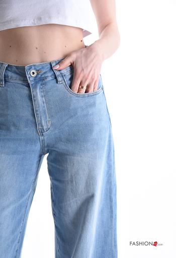 Jeans in Cotone denim con tasche con bottoni con zip - ph 4