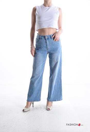 Jeans in Cotone denim con tasche con bottoni con zip - ph 5