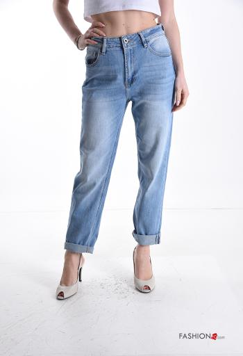 denim Cotton Jeans with buttons with zip with pockets - ph 1