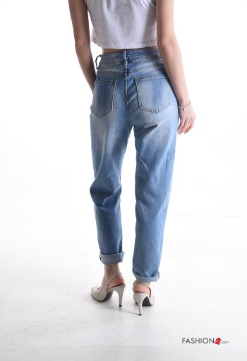 denim Cotton Jeans with buttons with zip with pockets - ph 2