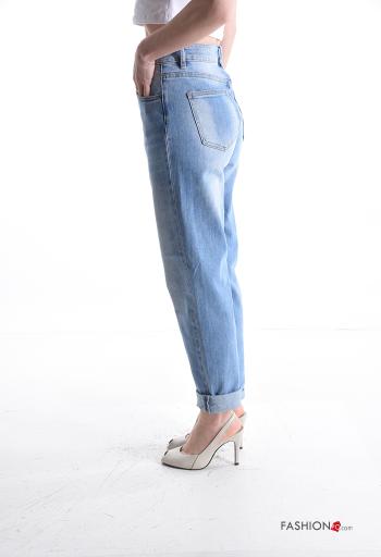 denim Cotton Jeans with buttons with zip with pockets - ph 3