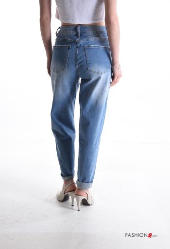 denim Cotton Jeans with buttons with zip with pockets - ph 2
