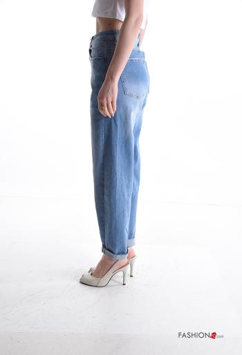 denim Cotton Jeans with buttons with zip with pockets - ph 3