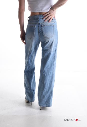 Jeans in Cotone denim lungo con tasche con bottoni con zip - ph 2
