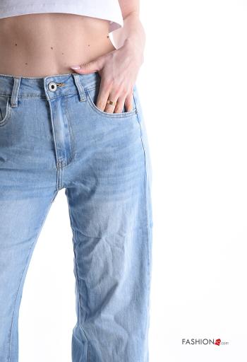 Jeans in Cotone denim lungo con tasche con bottoni con zip - ph 4