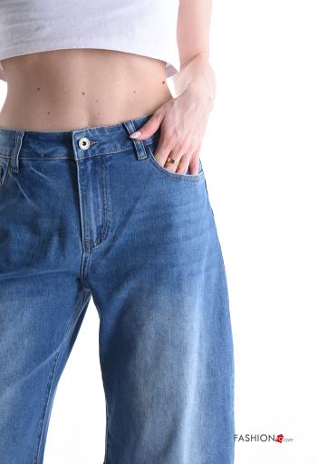 Jeans in Cotone denim con tasche con bottoni con zip - ph 4