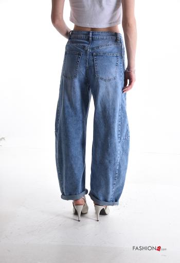 denim Cotton Jeans with buttons with zip with pockets - ph 2