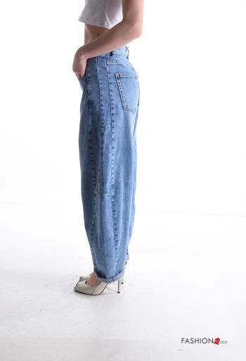 denim Cotton Jeans with buttons with zip with pockets - ph 3