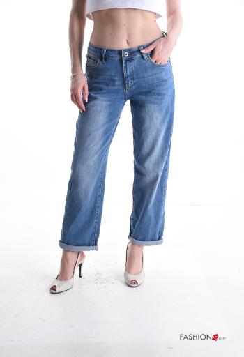 Jeans in Cotone denim con tasche con bottoni con zip - ph 1